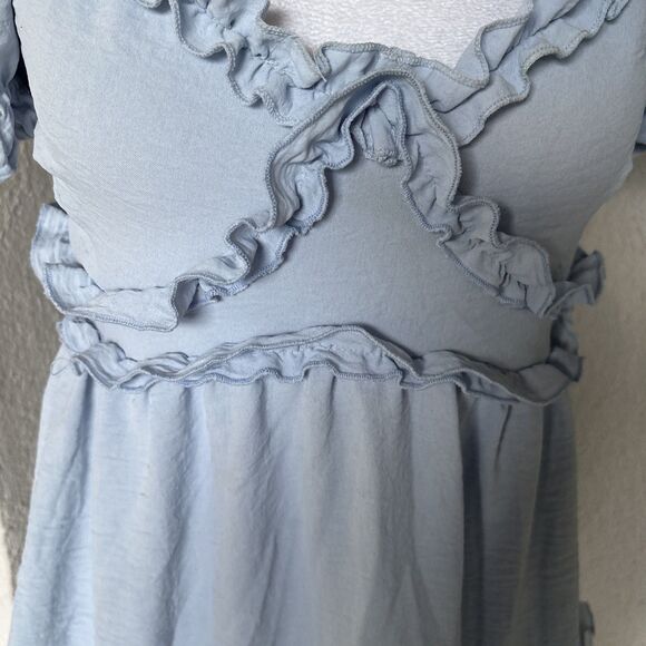 Blashe Blue Babydoll Flutter Ruffle Dress Size Small - Picture 2 of 8